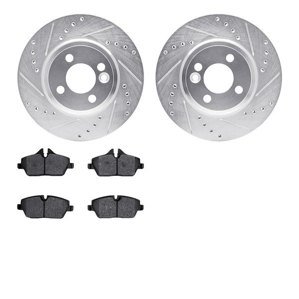 Dynamic Friction Co 7502-32005, Rotors-Drilled and Slotted-Silver with 5000 Advanced Brake Pads, Zinc Coated 7502-32005